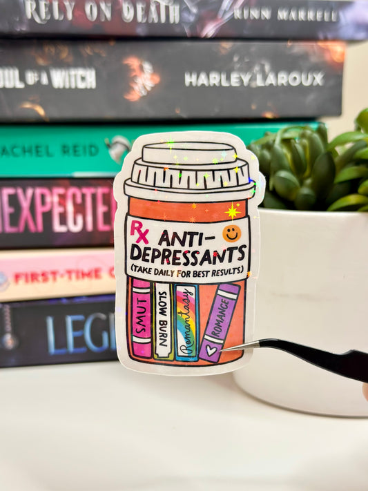 Anti-Depressants Book Bottle Sticker